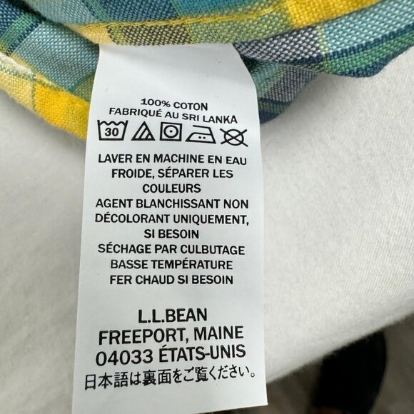 L.L. Bean Men's Long Sleeve Button Up Shirt, Green Yellow Plaid, Cotton, Size XL - Picture 8 of 10